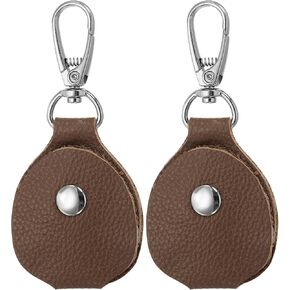 PATIKIL Leather Key Fob, Genuine Leather Keys Cover Portable Key Fob Air Tag Holder for Office Car Keys ID Key Cards