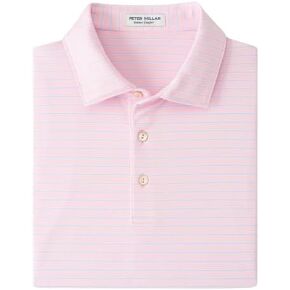 قميص بولو رجالي من PETER MILLAR أداء الطبل باللون الوردي، مقاس متوسط in Kuwait