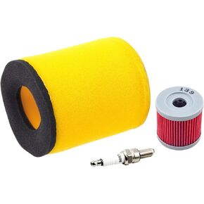 OuYi Air Filter 13780-03G00 Oil Filter 16510-29F00 with Spark Plug Replacement for Suzuki LTZ400 Quadsport Z400 2x4 2003-2014 Kawasaki KFX400 2003-2006 Arctic Cat ATV DVX400 2004-2008