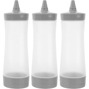 UPKOCH 3Pcs Plastic Condiment Squeeze Bottles Dressing Squirt Bottles Ketchup Bottles with Cap Lids Dispensers for Mustard Sauces Olive Oil (Pink)