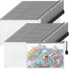 32 Pcs Mesh Zipper Pouch Toy Storage Bags Zipper Bags Waterproof Reusable Plastic Mesh Zipper Multipurpose Puzzle Bag for Organizing Storage Office Accessories(Black, 9 x 7 Inch)