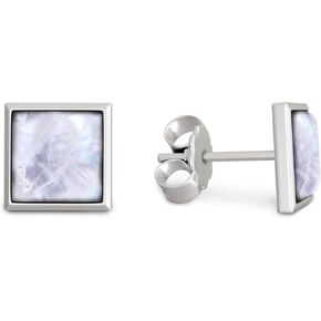 925 Sterling Silver White Opal Studs Earrings for Women - Square Stud Earrings - Sterling Silver Earrings Studs - October Birthstone Earrings - Everyday Earrings - Dainty Earrings for Women in Kuwait