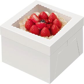 15pcs Cake Boxes, 10x10x8 Inches White Bakery Boxes with Window Tall Dessert Cardboard Boxes for Pastries, Desserts, Cupcakes, Pie- Cake Decorating Supplies