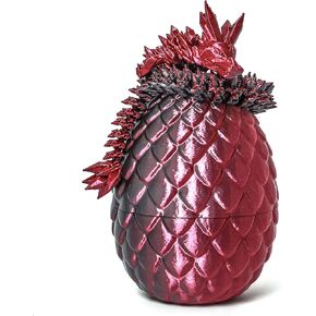 3D Printed Dragon Egg - Black and Red - Cool 3D Surprise Egg with Flexible Pearly Sheen Dragon Inside, 3D Printed Gift Toy, Desk Pet Dragon (12 inch Dragon)