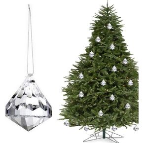 HOHIYA 24pc Crystal Ornaments Christmas Tree Diamond Decorations Balls Clearance Hanging Crystals for Centerpieces Acrylic Gem Beads Taiwan Made Clear Color
