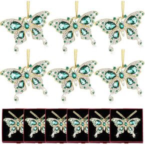 HyDren 6 Pcs Butterfly Ornaments Gift with Boxes Hanging Rhinestones Metal Butterfly Ornament Gifts for Mother's Day Women Wife Spring Decoration Gift Butterfly Party(Multicolor)
