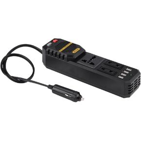 200W , DC 12V to AC 220V Car with 4 USB Port Cigarette Lighter