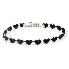 CSIYANJRY99 Black Heart Choker Necklace for Women Vintage Punk Velvet Lace Lolita Choker Crystal Hollow Love Heart Necklace