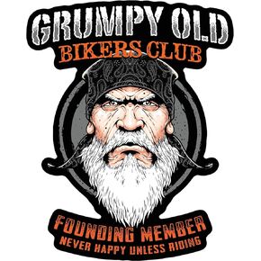 Grumpy Old Bikers Club Founding Member Never Happy Unless Riding 7 inch Decal for Cars, Trucks, Motorcycles, Boats & Laptops