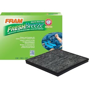 FRAM Fresh Breeze Cabin Air Filter Replacement for Car Passenger Compartment w/ Arm and Hammer Baking Soda, Easy Install, CF11667 for Select Chevrolet Vehicles , white