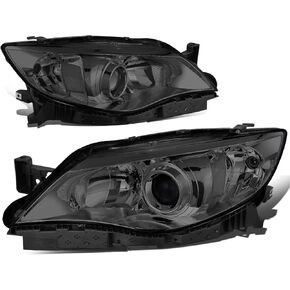 DNA MOTORING HL-OH-SIMP08-SM-CL1 Pair of Headlights Projector Low Beam Compatible with 08-11 Subaru Impreza,Chrome Housing/Smoked Lens/Clear Reflector