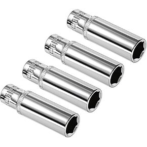 4pcs 6 Point Deep Socket - [1/4 Inch x 10mm] Square Drive for Car Mechanical Equipment Repair Use, CR-V Steel Metric Sizes