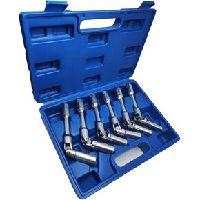 6PCS 3/8" Dr.Extra Long Glow Plug Socket Set, Universal Joint 8-16mm, 6 point Glow Plug Removal Tool for removal and replacement of glow plugs