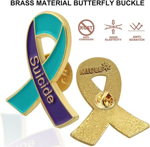 12/20/50/100 Pcs Suicide Prevention Awareness Ribbon Enamel Lapel Pins in Kuwait