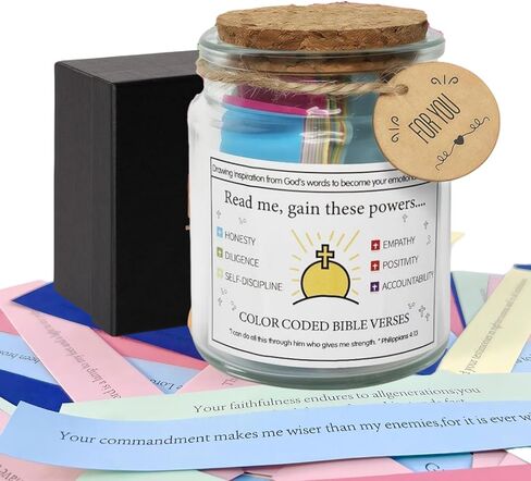 Bible Verse Jar, Read Me When Bible Verses Jar, Glass Prayer Jar with Colored Bible Verses, Scripture Jar for Emotions and Feelings, Hope Bible Verses in A Jar for Man, Woman in Saudi Arabia