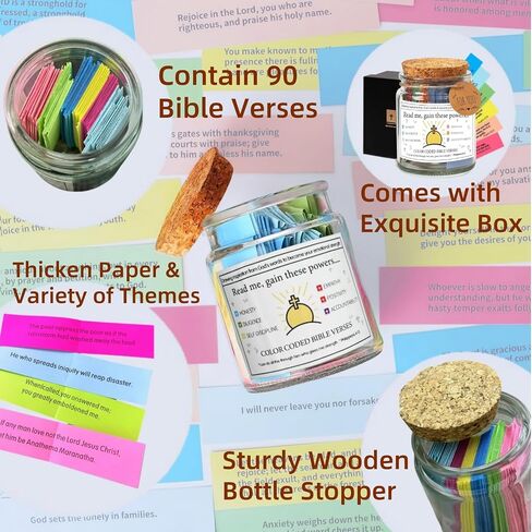 Bible Verse Jar, Read Me When Bible Verses Jar, Glass Prayer Jar with Colored Bible Verses, Scripture Jar for Emotions and Feelings, Hope Bible Verses in A Jar for Man, Woman in Saudi Arabia