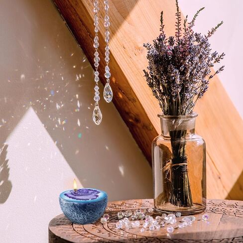بلورات الشفاء شمعة جمشت كريستال الجيود الشموع هدية مجموعة للنساء التأمل شمعة معطرة الهدايا الروحية الراتنج الجدول الديكور لعيد الحب المنزل عطلة عيد ميلاد in Kuwait