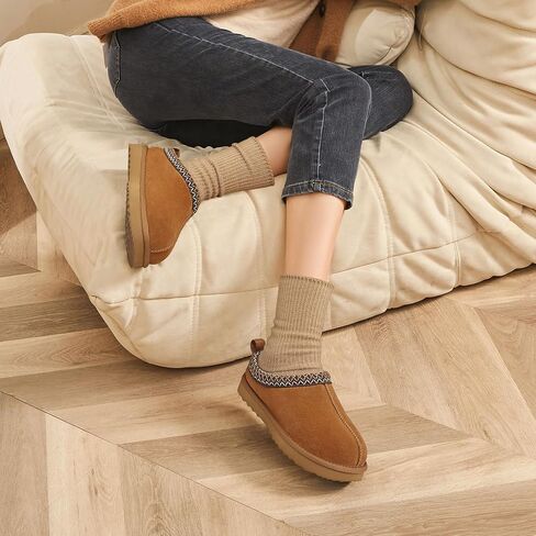 Litfun Women's Fuzzy House Slippers Genuine Suede Fluffy Winter Slipper Cozy Furry Warm Shoes Indoor/Outdoor in Saudi Arabia