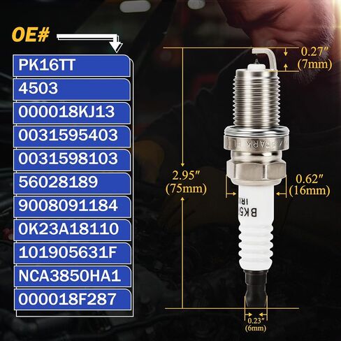 4503 Double Iridium Spark Plugs Fit For Acura Honda INFINITI Toyota Mitsubishi Nissan Dodge Jeep Hyundai Kia (see compatible vehicles) Replace# PK16TT 000018KJ13 0031595403 0031598103 (set of 6) in Saudi Arabia