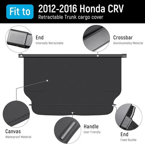غطاء الحمولة متوافق مع ملحقات Honda CRV 2025 2024 2023 من القماش الملمس القابل للسحب غطاء صندوق السيارة درع أمان لخصوصية الأمتعة (قماش) in Kuwait