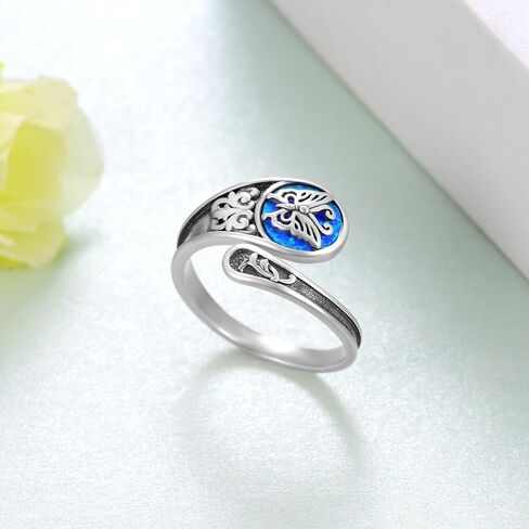 Skull Spoon Rings 925 Sterling Silver Adjustable Punk Skull Rings Skull Spoon Gothic Ring Halloween Jewelry Gifts for Women in Saudi Arabia