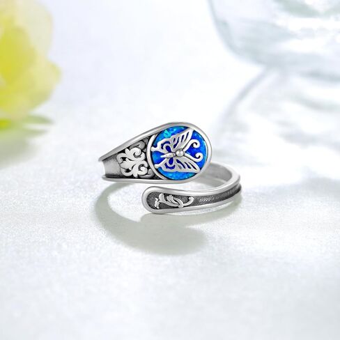 Skull Spoon Rings 925 Sterling Silver Adjustable Punk Skull Rings Skull Spoon Gothic Ring Halloween Jewelry Gifts for Women in Saudi Arabia