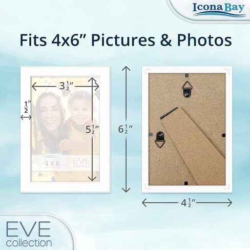Icona Bay 4x6 Black Picture Frame, Modern Double-Beveled Frame, Tabletop or Wall Mount, Eve Collection in Kuwait