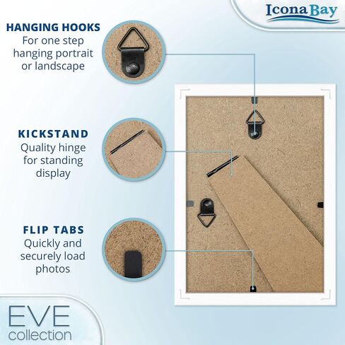 Icona Bay 4x6 Black Picture Frame, Modern Double-Beveled Frame, Tabletop or Wall Mount, Eve Collection in Kuwait