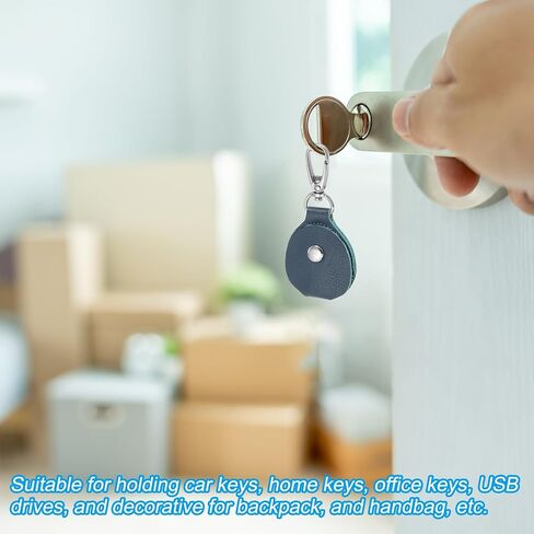 PATIKIL Leather Key Fob, Genuine Leather Keys Cover Portable Key Fob Air Tag Holder for Office Car Keys ID Key Cards in Saudi Arabia