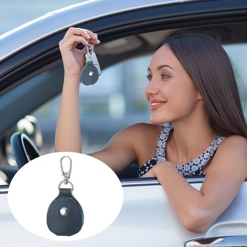 PATIKIL Leather Key Fob, Genuine Leather Keys Cover Portable Key Fob Air Tag Holder for Office Car Keys ID Key Cards in Saudi Arabia