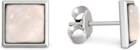 925 Sterling Silver White Opal Studs Earrings for Women - Square Stud Earrings - Sterling Silver Earrings Studs - October Birthstone Earrings - Everyday Earrings - Dainty Earrings for Women in Kuwait