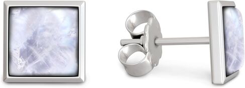 925 Sterling Silver White Opal Studs Earrings for Women - Square Stud Earrings - Sterling Silver Earrings Studs - October Birthstone Earrings - Everyday Earrings - Dainty Earrings for Women in Kuwait