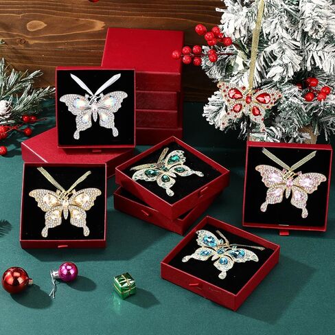 HyDren 6 Pcs Butterfly Ornaments Gift with Boxes Hanging Rhinestones Metal Butterfly Ornament Gifts for Mother's Day Women Wife Spring Decoration Gift Butterfly Party(Multicolor) in Saudi Arabia