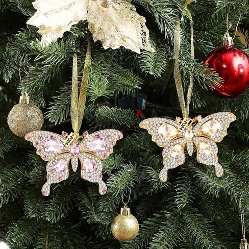HyDren 6 Pcs Butterfly Ornaments Gift with Boxes Hanging Rhinestones Metal Butterfly Ornament Gifts for Mother's Day Women Wife Spring Decoration Gift Butterfly Party(Multicolor) in Saudi Arabia
