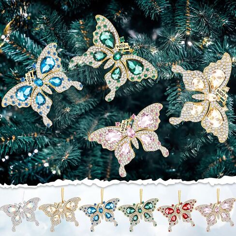 HyDren 6 Pcs Butterfly Ornaments Gift with Boxes Hanging Rhinestones Metal Butterfly Ornament Gifts for Mother's Day Women Wife Spring Decoration Gift Butterfly Party(Multicolor) in Saudi Arabia