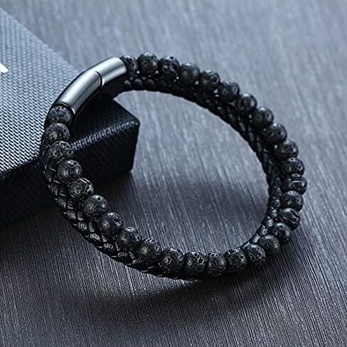 VNOX Viking Bracelet for Men - Genuine Leather Braided Viking Bracelets Vintage Thor's Hammer Wrap Cuff Wirstband Bracelets,Viking Jewelry for Men in Kuwait