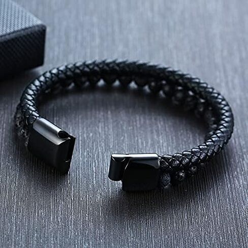 VNOX Viking Bracelet for Men - Genuine Leather Braided Viking Bracelets Vintage Thor's Hammer Wrap Cuff Wirstband Bracelets,Viking Jewelry for Men in Kuwait