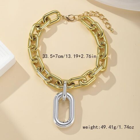 Chunky Choker Necklaces Gold/Silver Statement Necklace for Women Cuban Link Chain Pendant Necklace Prom Jewelry Present 90s Freaknik Outfit Accessories for Women in Kuwait