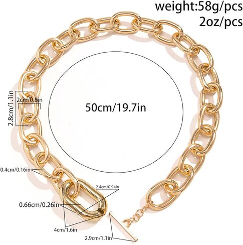 Chunky Choker Necklaces Gold/Silver Statement Necklace for Women Cuban Link Chain Pendant Necklace Prom Jewelry Present 90s Freaknik Outfit Accessories for Women in Kuwait