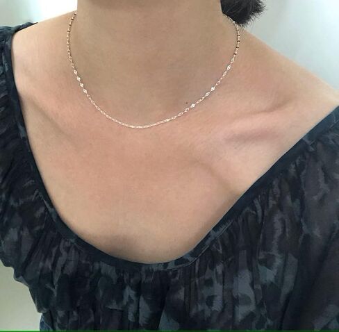 Kyerlyn Dainty Choker Necklace for Women, 14k Gold Plated Thin Lace Lips Necklace Silver Dot Sequins Necklace Cute Necklace Simple Link Chain Delicate Jewelry in Saudi Arabia