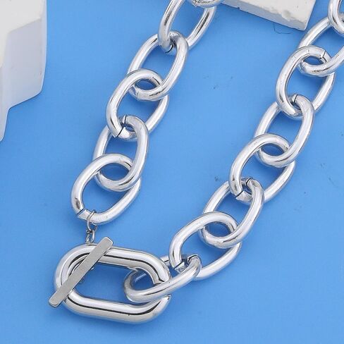 Chunky Choker Necklaces Gold/Silver Statement Necklace for Women Cuban Link Chain Pendant Necklace Prom Jewelry Present 90s Freaknik Outfit Accessories for Women in Kuwait