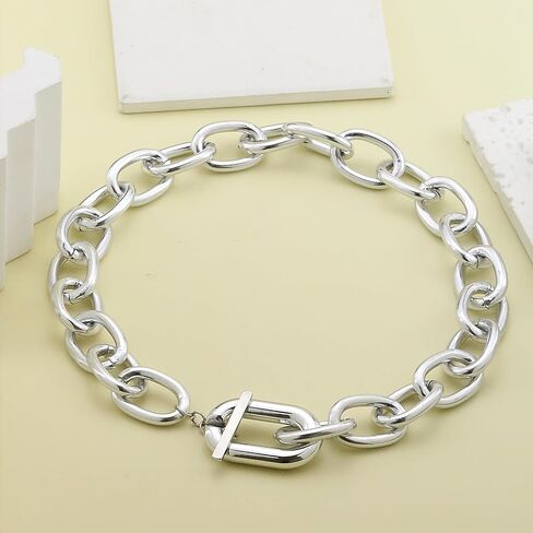 Chunky Choker Necklaces Gold/Silver Statement Necklace for Women Cuban Link Chain Pendant Necklace Prom Jewelry Present 90s Freaknik Outfit Accessories for Women in Kuwait