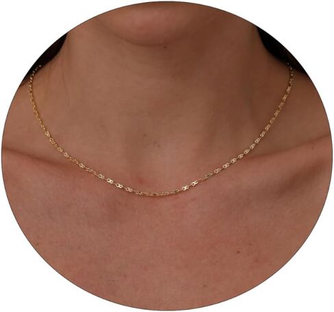 Kyerlyn Dainty Choker Necklace for Women, 14k Gold Plated Thin Lace Lips Necklace Silver Dot Sequins Necklace Cute Necklace Simple Link Chain Delicate Jewelry in Saudi Arabia