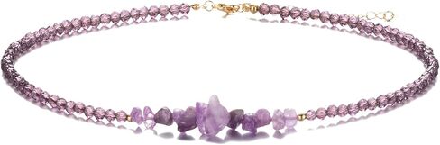 Crystal Seed Bead & Stone Choker Necklace, Natural Stone Beaded Necklaces for Women Trendy Handmade Jewelry in Saudi Arabia