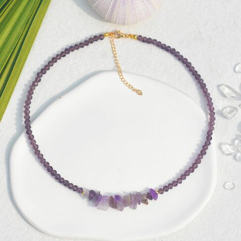 Crystal Seed Bead & Stone Choker Necklace, Natural Stone Beaded Necklaces for Women Trendy Handmade Jewelry in Saudi Arabia