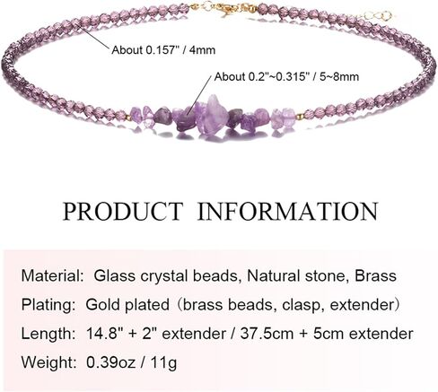Crystal Seed Bead & Stone Choker Necklace, Natural Stone Beaded Necklaces for Women Trendy Handmade Jewelry in Saudi Arabia