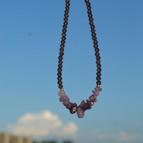 Crystal Seed Bead & Stone Choker Necklace, Natural Stone Beaded Necklaces for Women Trendy Handmade Jewelry in Saudi Arabia