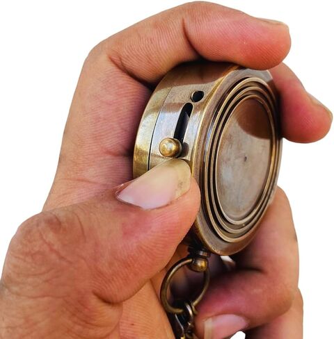 Antique Chain Compass for Hiking Nautical Brass Pocket with Engraved On Leather Case (I Love My Son) in Saudi Arabia