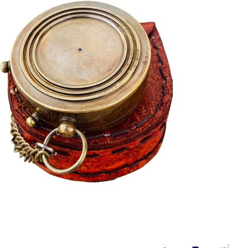 Antique Chain Compass for Hiking Nautical Brass Pocket with Engraved On Leather Case (I Love My Son) in Saudi Arabia
