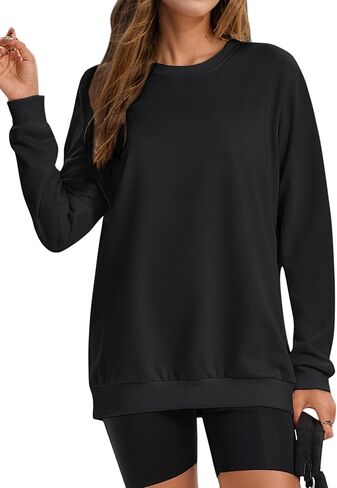Womens Casual Sweatshirt Crew Neck Long Sleeve Hoodless Loose Pullover Tops Relaxed Fit Tunic Sweatshirts Trendy in Saudi Arabia